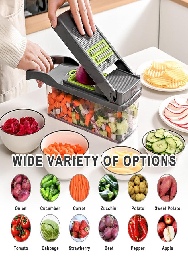 Auzeuner Multifunctional Veggie Chopper - 14 in 1 Food Chopper With 8 Blades, Slicer, Dicer, Cutter for Vegetables, Onions, and More - Hand Guard Included - Image 5